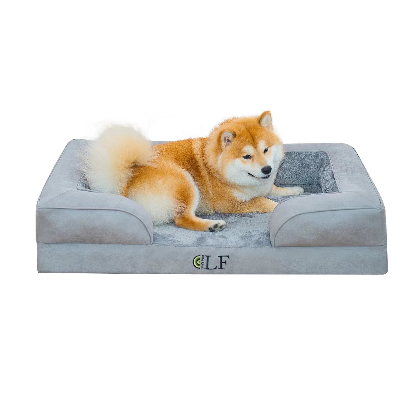 Orthopedic Large Dog Bed with Removable Washable Cover, Soft Memory Foam, Nonskid Bottom & Waterproof Lining, Elevated Dog Bed for Neck & Head Support 35x25x7